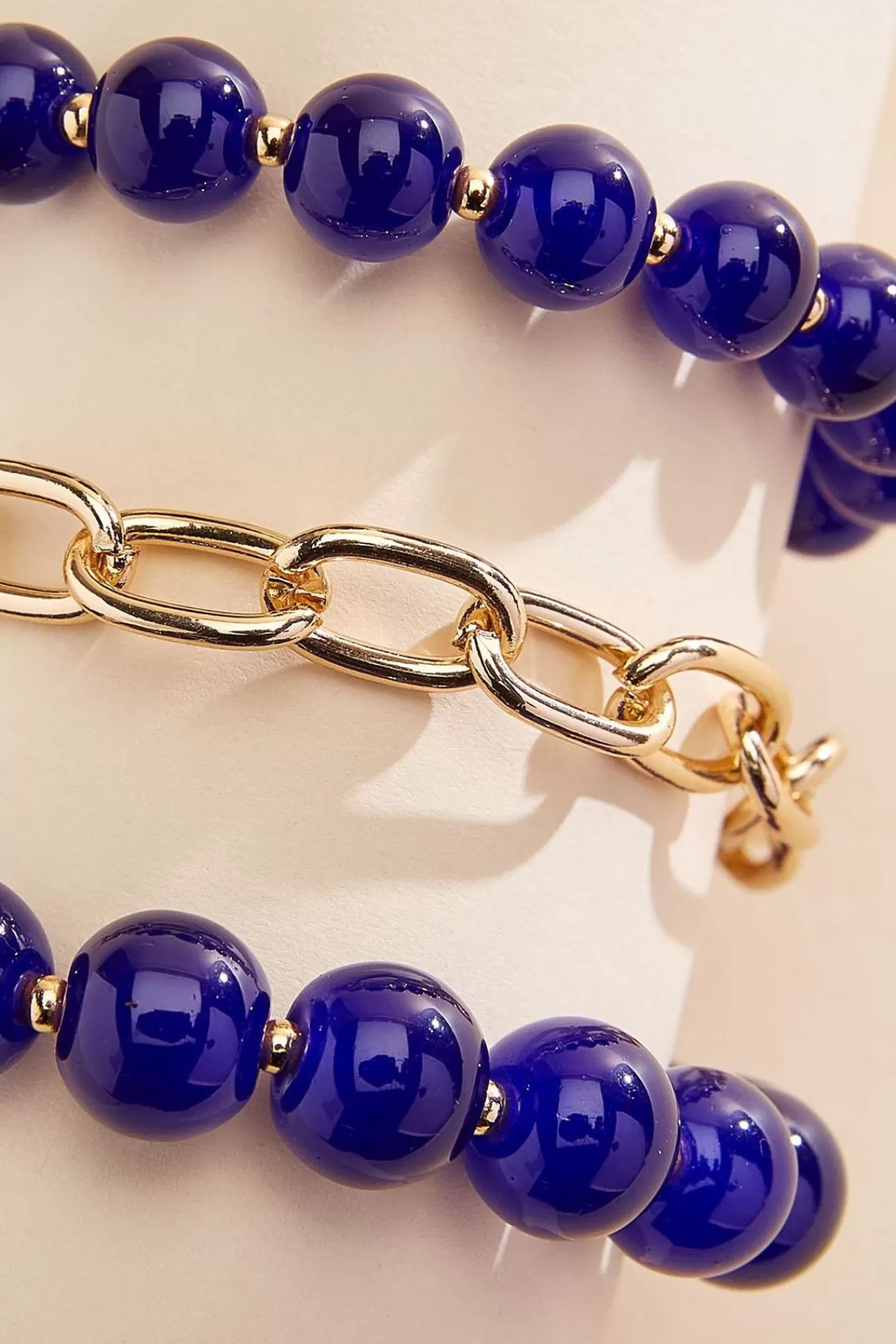 Women Versona Blue Bead Chain Bracelet Set