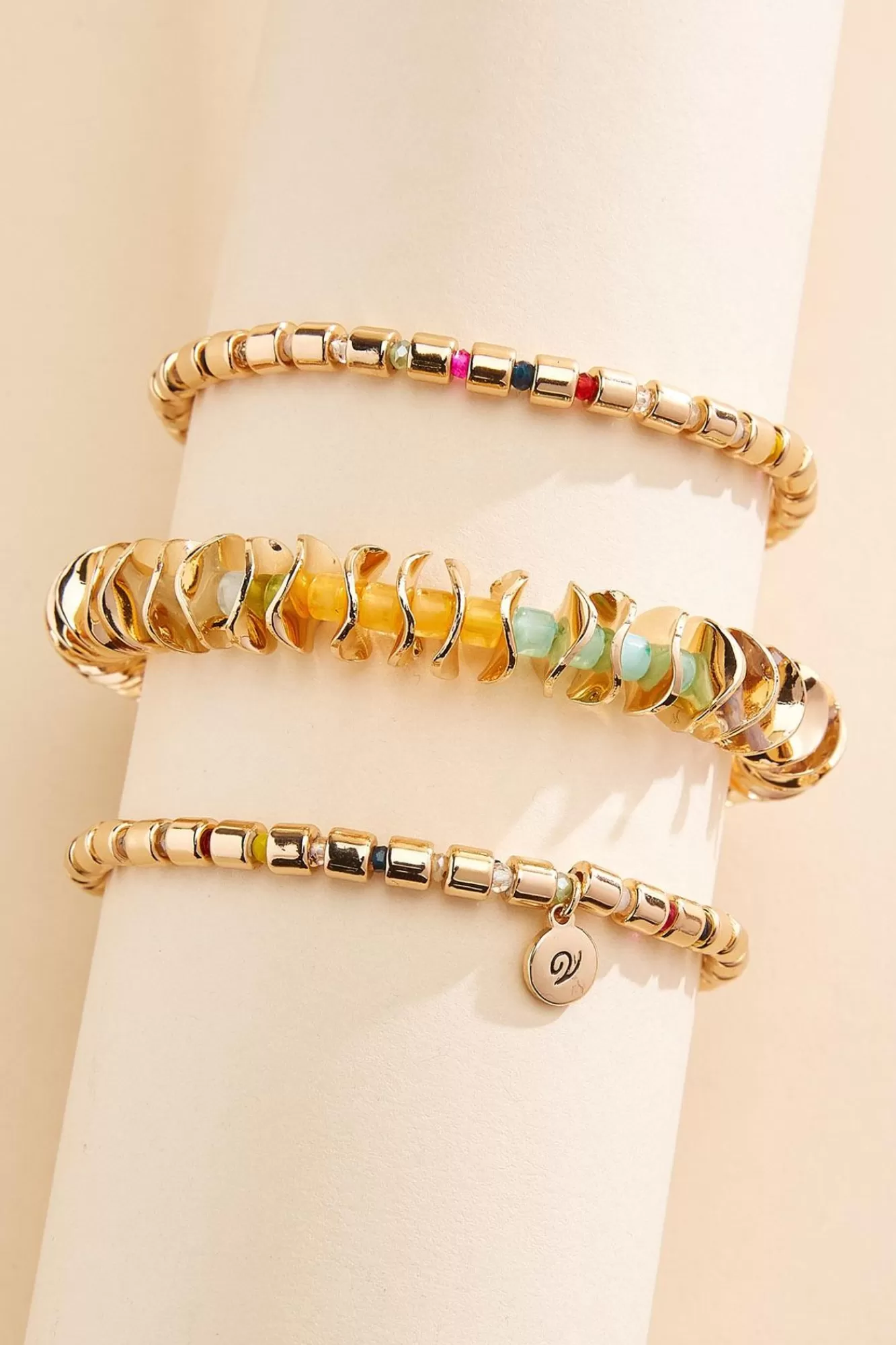 Women Versona Color Gold Bead Bracelet Set