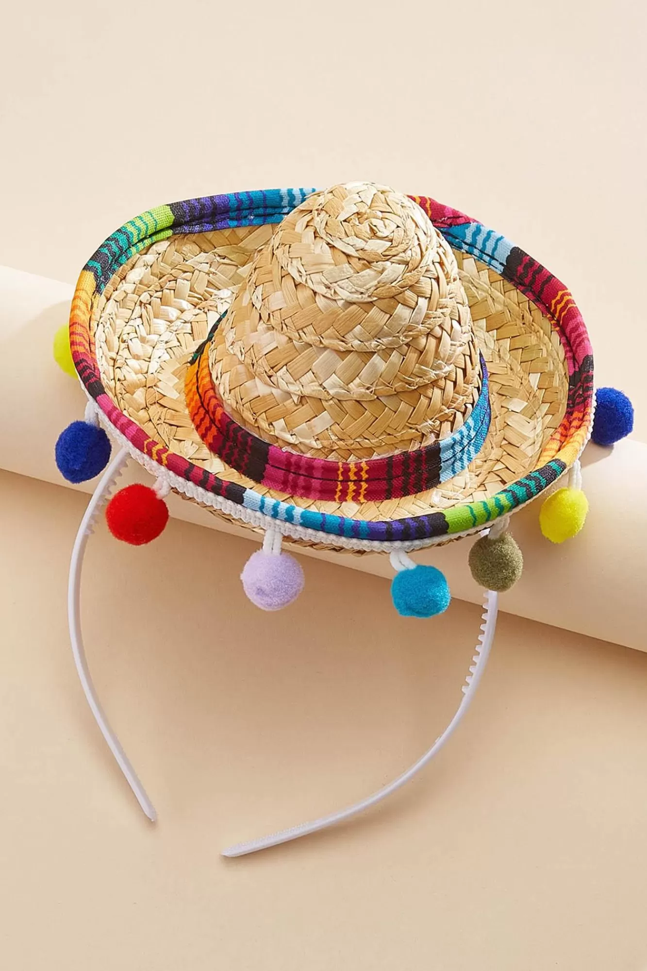 Women Versona Color Pom Sombrero Hat Headband