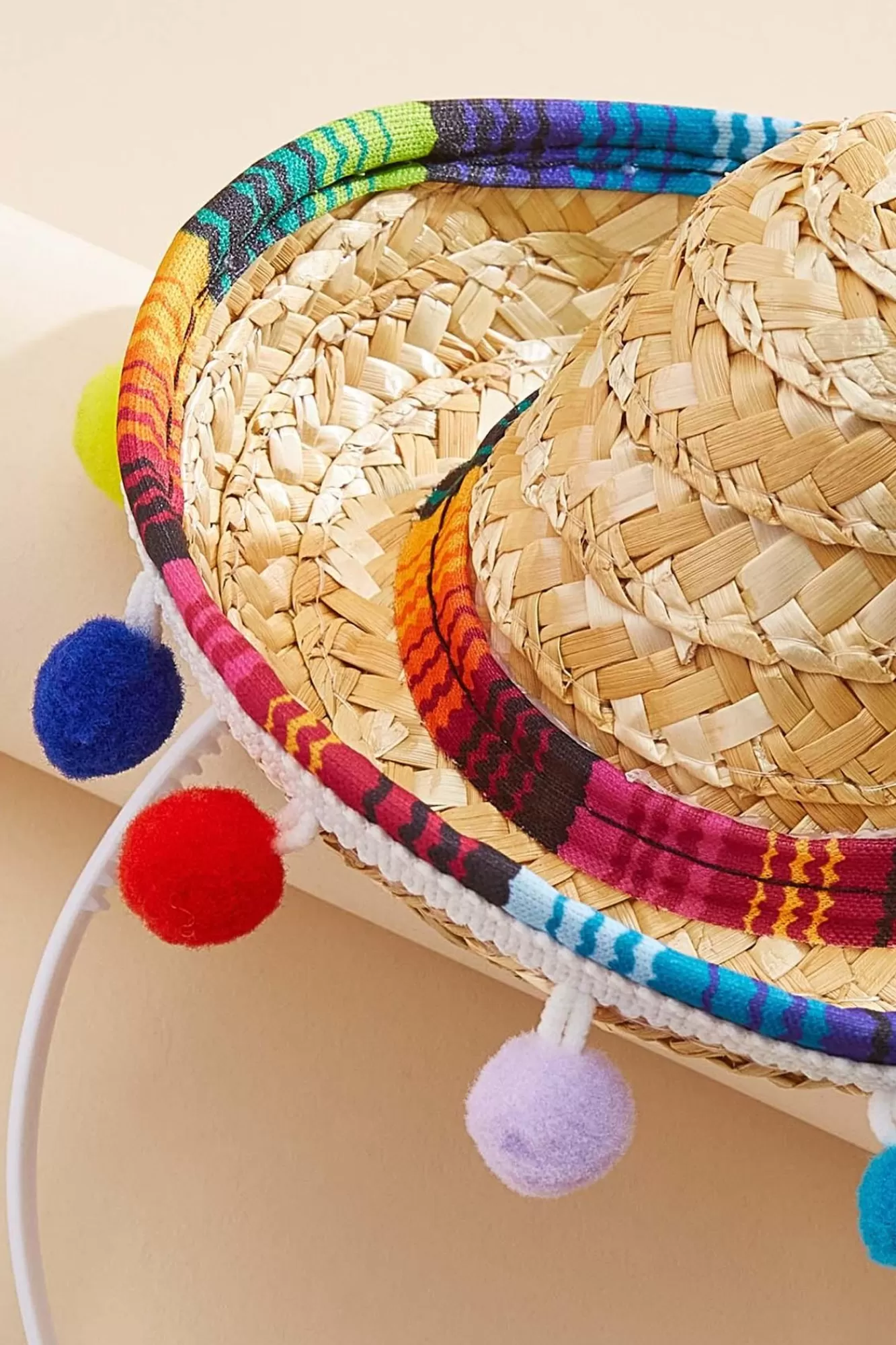 Women Versona Color Pom Sombrero Hat Headband
