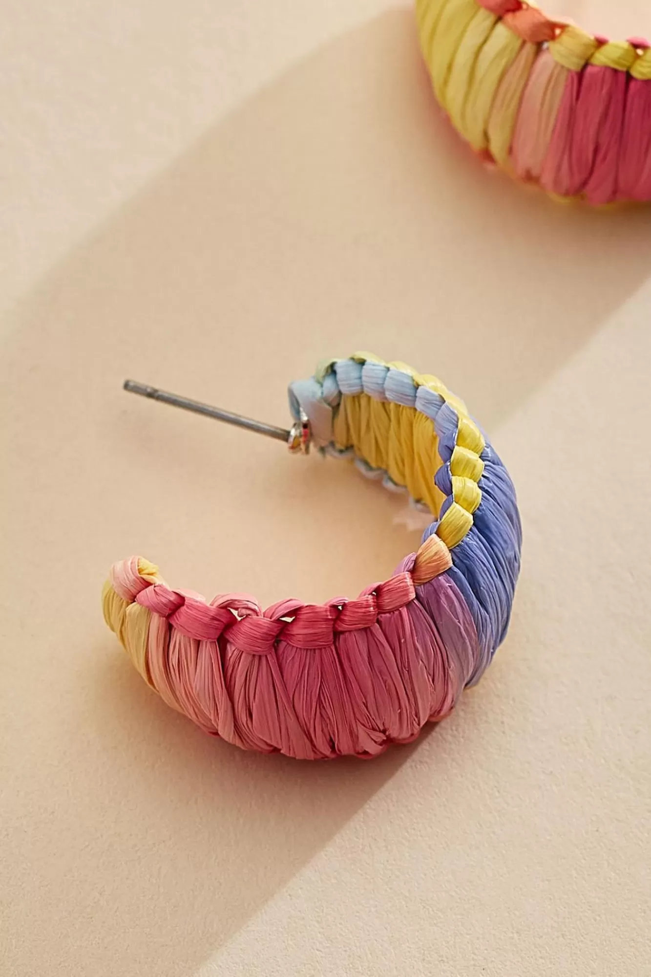 Women Versona Colorful Raffia Huggie Hoop Earrings