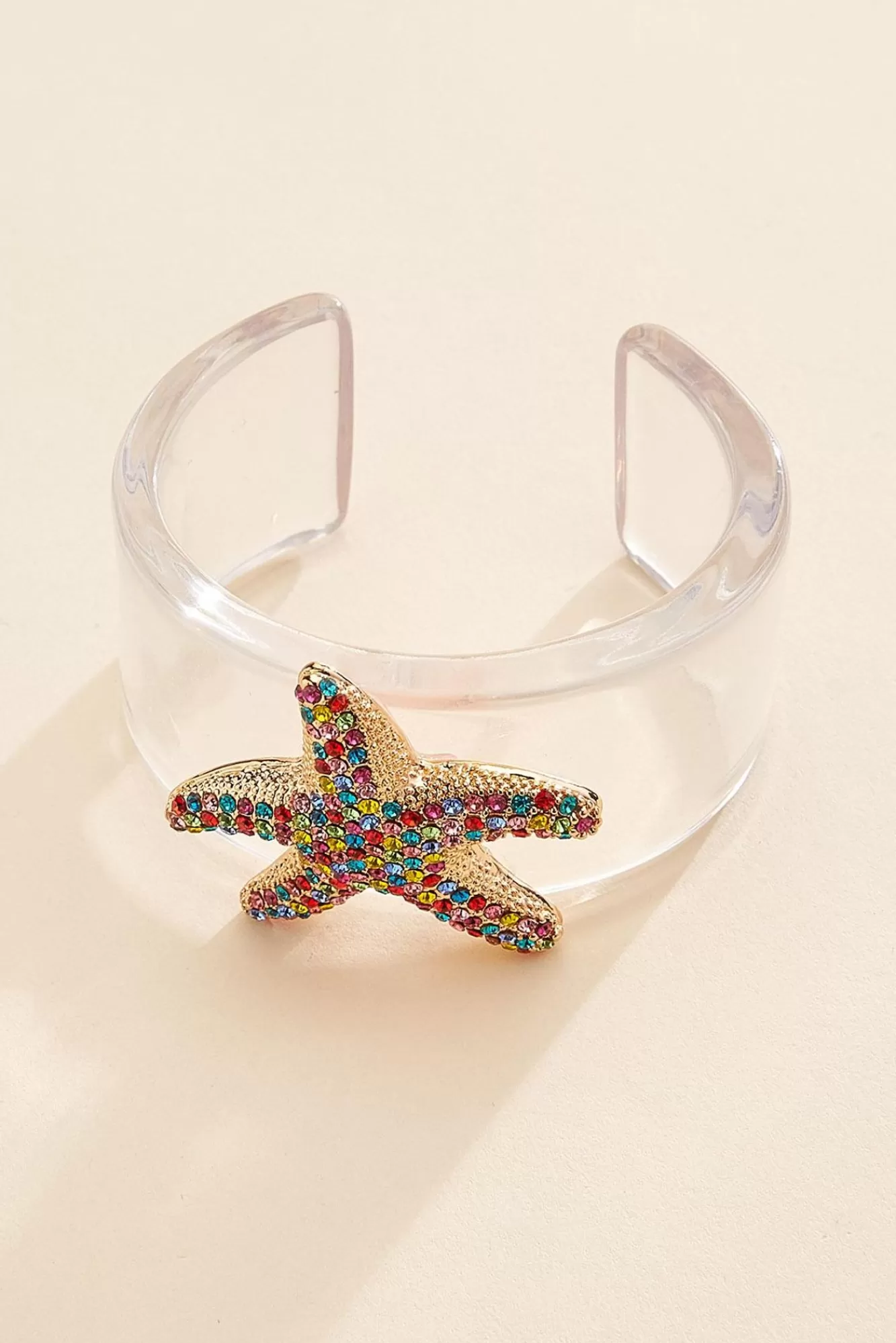 Women Versona Colorful Starfish Clear Cuff Bracelet