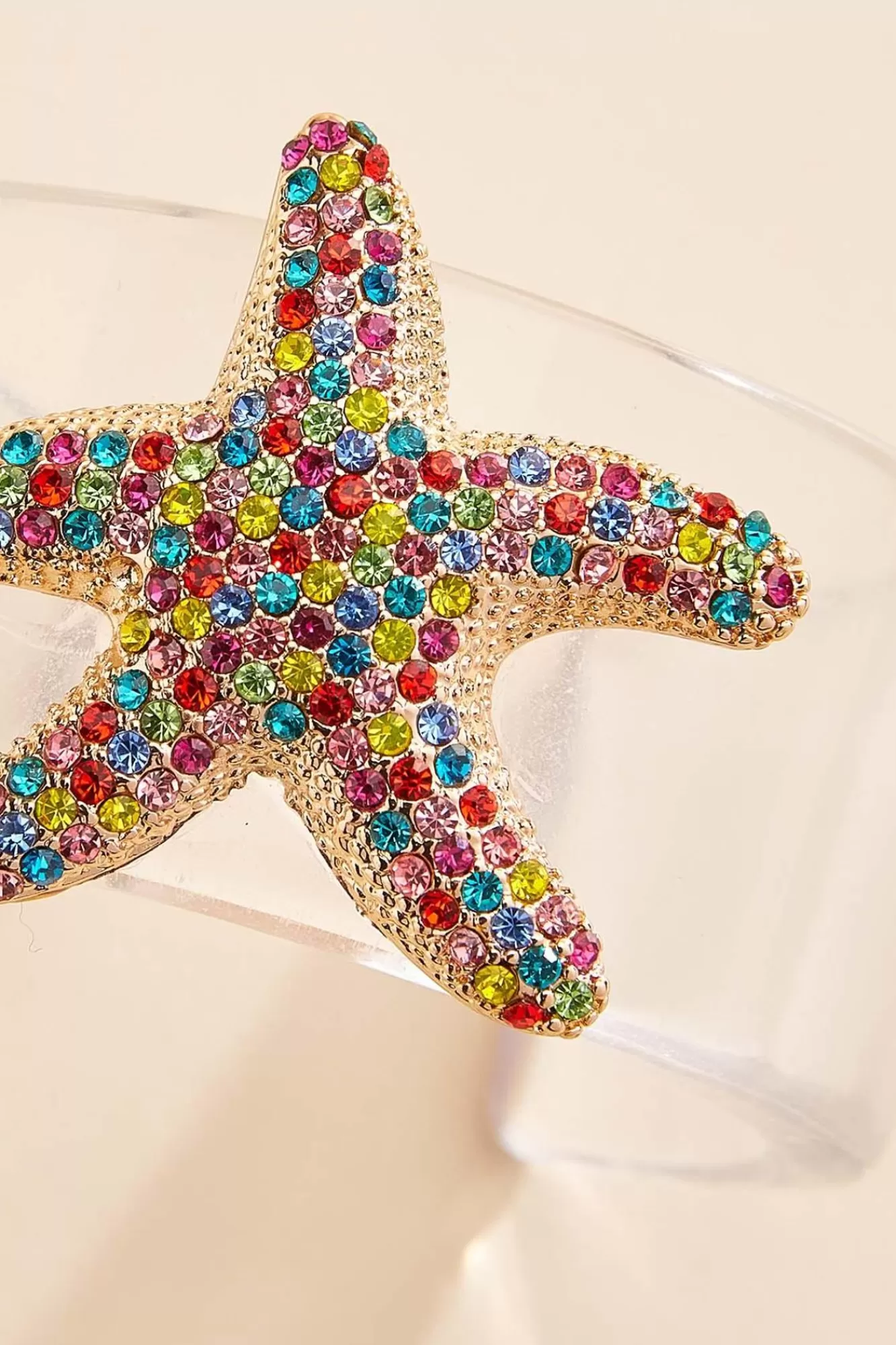 Women Versona Colorful Starfish Clear Cuff Bracelet
