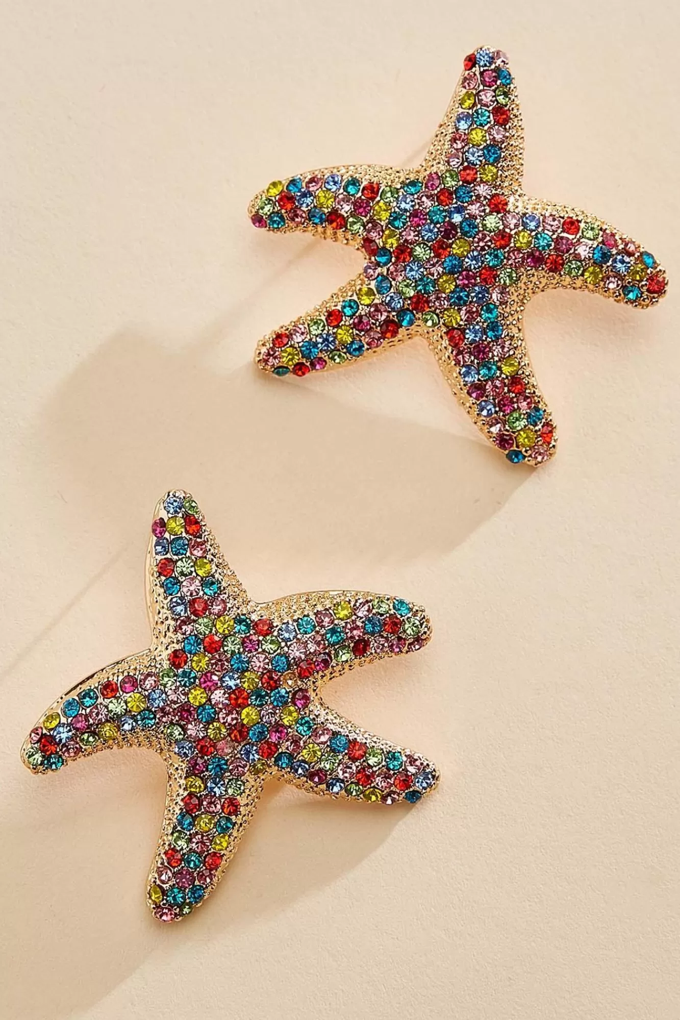 Women Versona Colorful Stone Starfish Stud Earrings