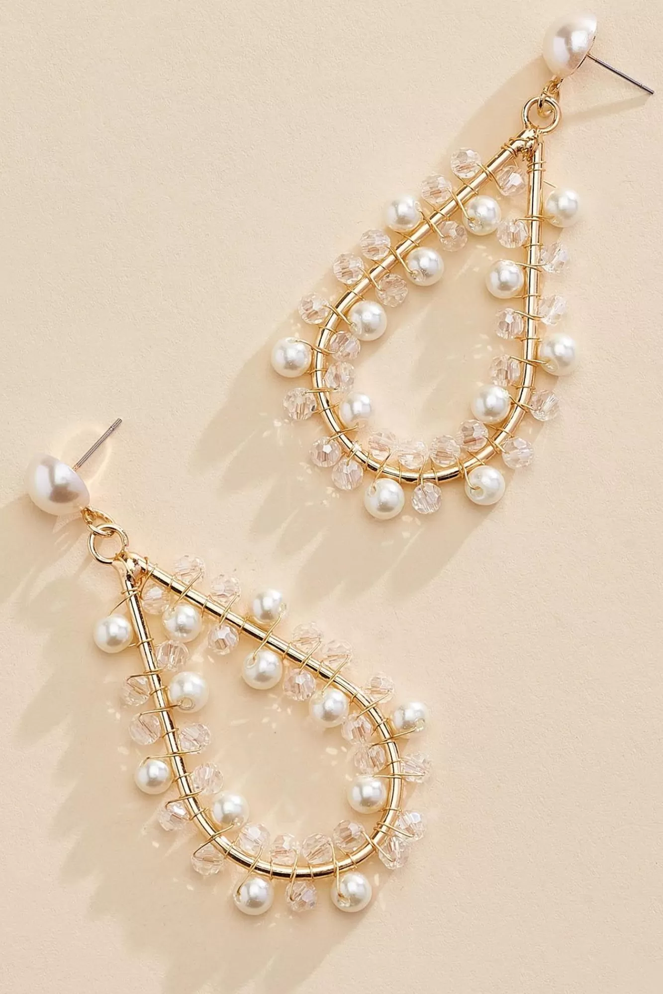 Women Versona Open Pearl Tear Earrings